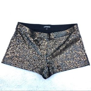 Express sequence black/gold shorts size 6